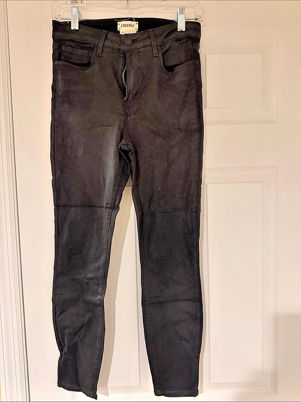 L'Agence Margot Coated High-Rise Skinny Jean Black Skinny Jeans Waist 28